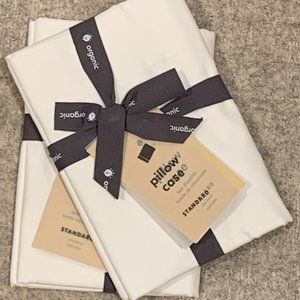 400 Thread Count Organic Cotton Percale Standard Pillowcase, White, Set of 2